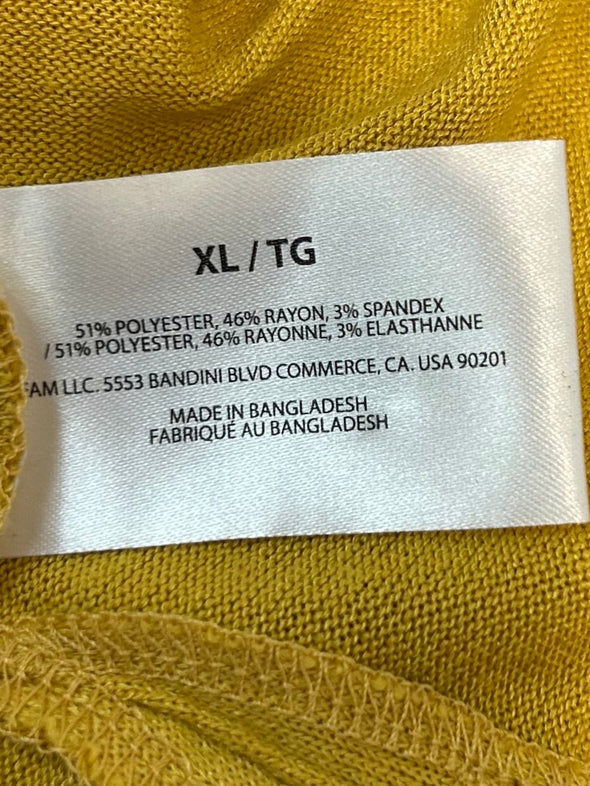 Women's Short Sleeve V-Neck Top, Mustard, XL