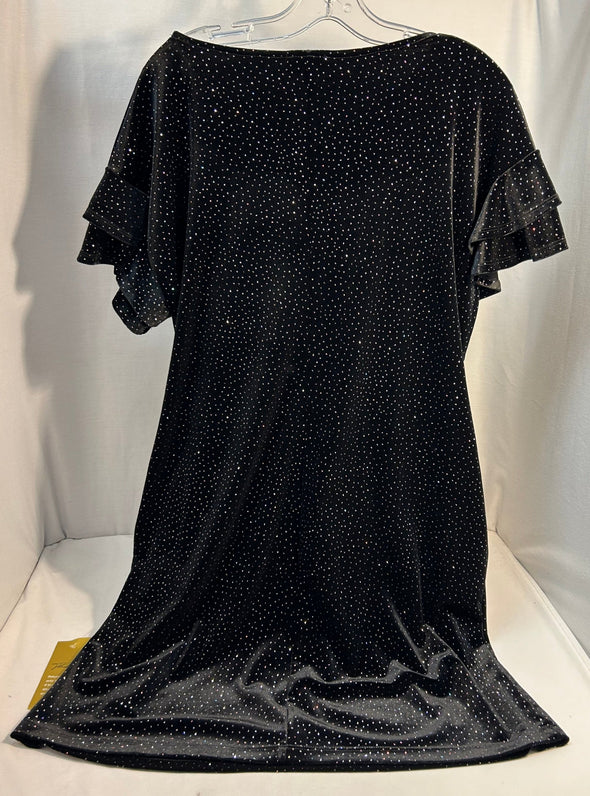 Short Sleeve Dress, Black/Silver Sparkle, Size 14, NEW