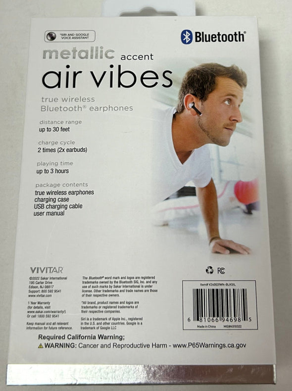 Air Vibes Wireless Bluetooth Earphones, New in Box