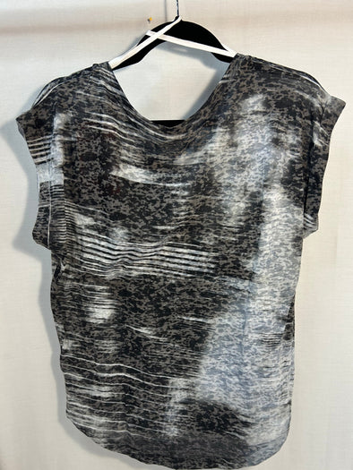 Ladies Active Wear Work-Out Top, Grey Mix, Small, NEW