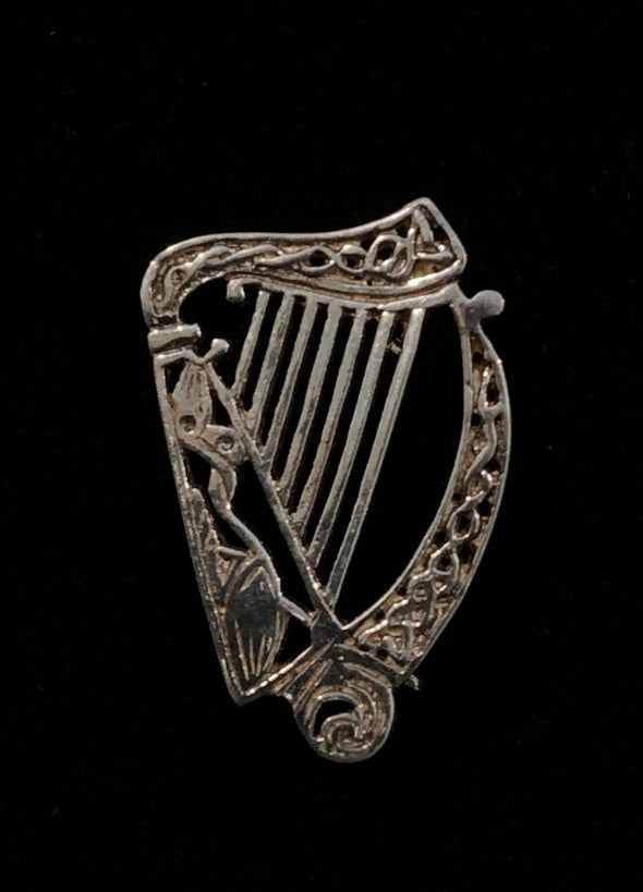 Vintage Irish Harp Sterling Silver Brooch in original box