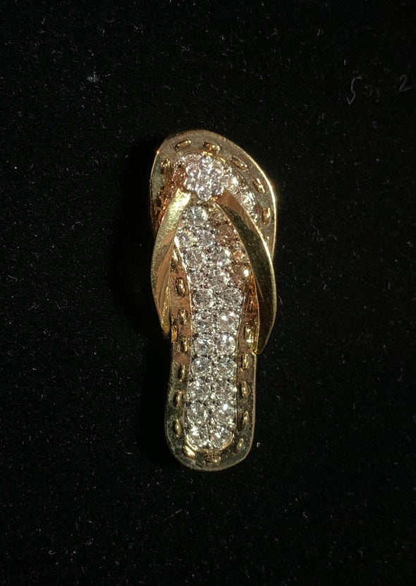 Signed D'Orlan Rhinestone Flip Flop Brooch