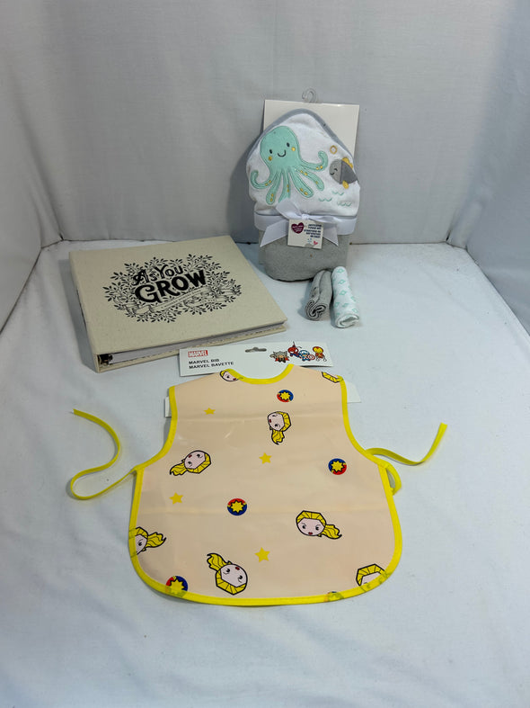 Infant Set, Book, Bib, Facecloths