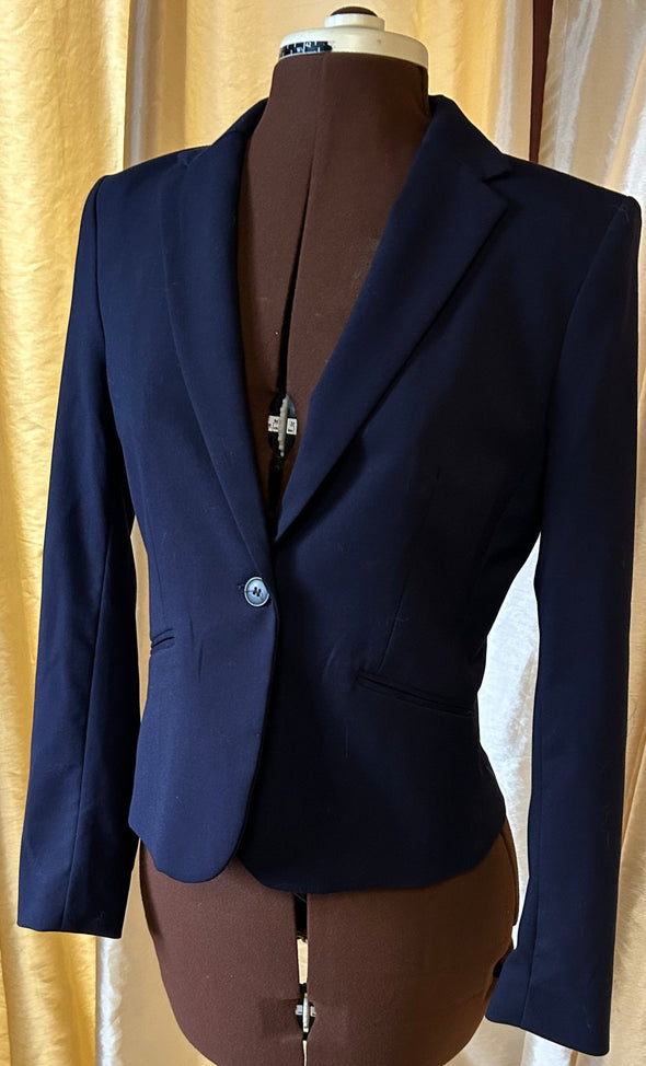 Ladies Long Sleeve Blazer, 1 Button Front, Navy Size 8, NEW