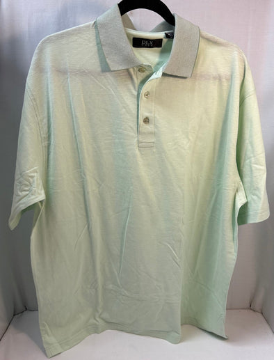 Men's Golf Shirt, 3-Button Front, Collar, Green, XL, NEW