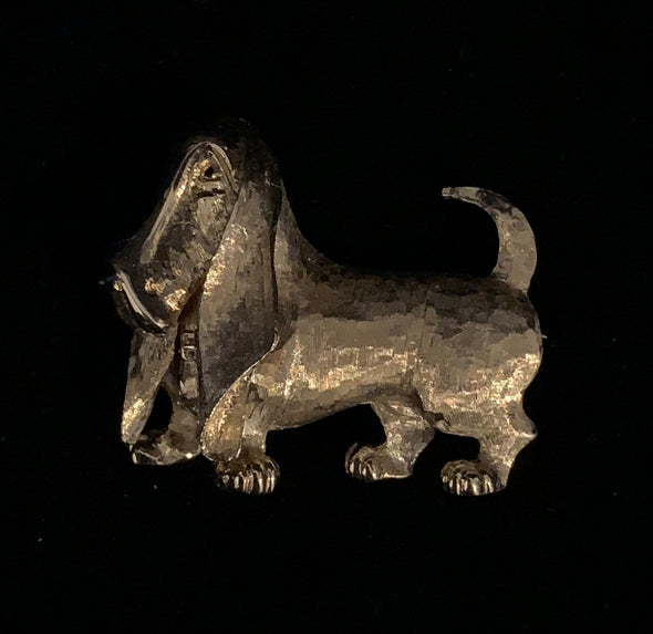 Boucher Goldtone Basset Hound Dog Brooch