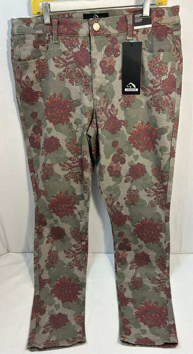 Ladies High Rise Floral Leggings, Green/Wine, Size 16, New