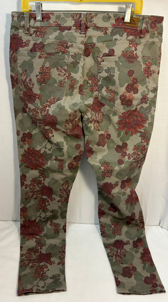 Ladies High Rise Floral Leggings, Green/Wine, Size 16, New