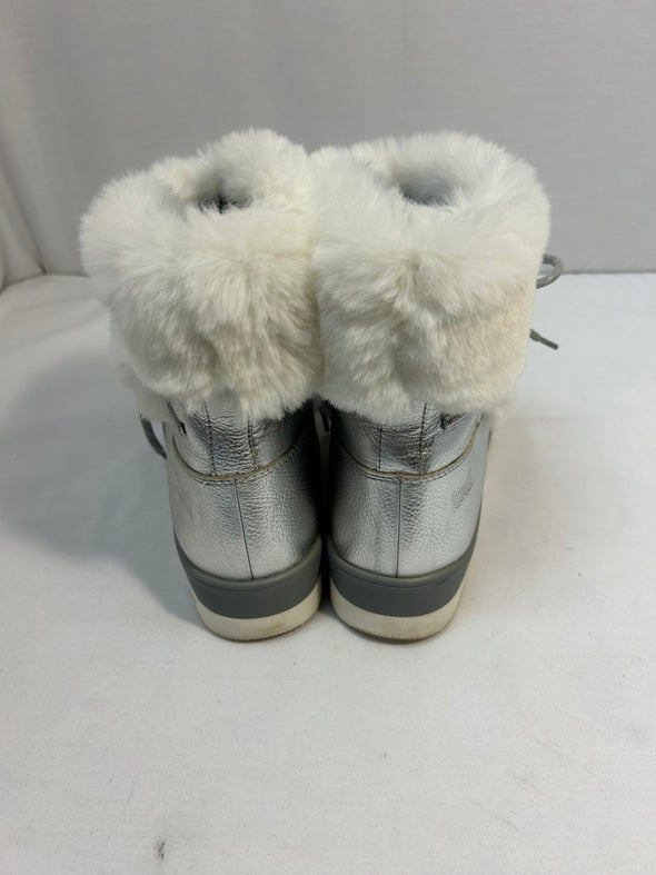 Ladies Winter Boots, Silver/White, Size 9