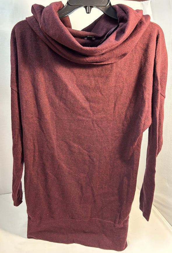 Ladies Long Sleeve Cowl Neck Sweater, Wine, Size S, NEW