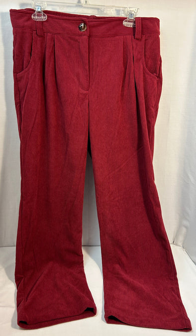 Ladies Corduroy Pants, Wine, Size Large. New With Tags