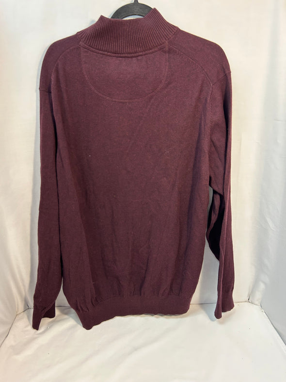 Men's Mock Neck Sweater, Wine, XXL, 95% Cotton, 5% Cashmere