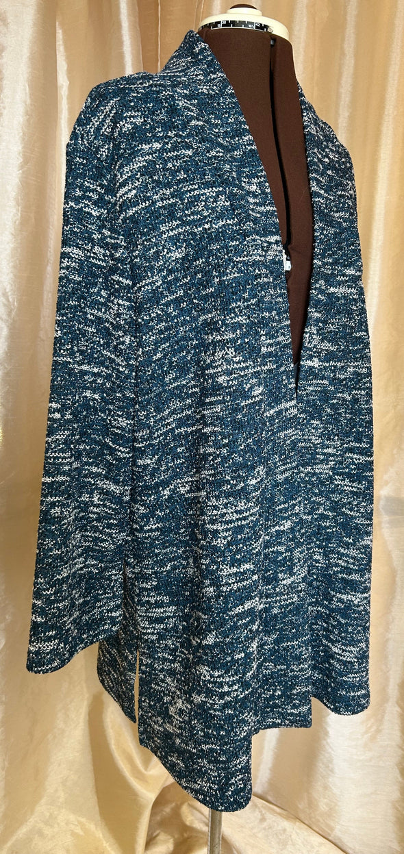 Open Front Cardigan, Blue Heather, Size Medium, NEW
