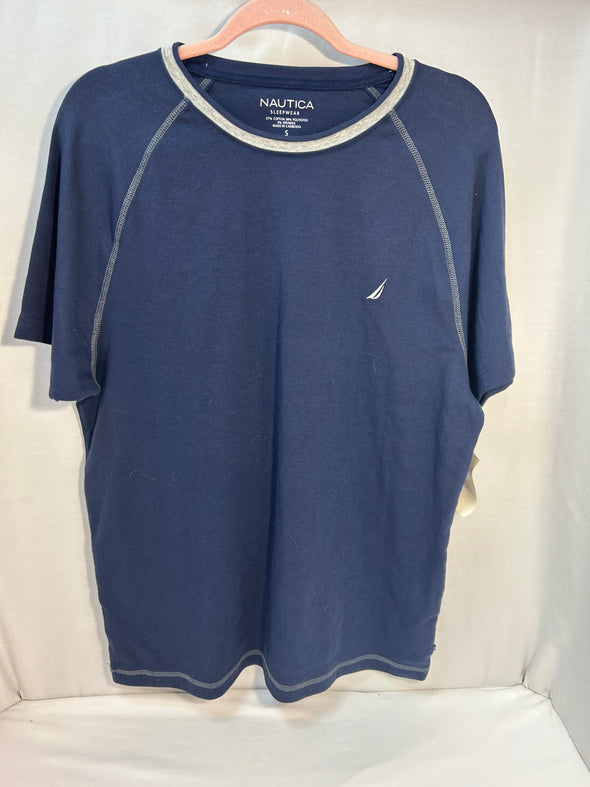 Men's Short Sleeve PJ Pullover, Raglan Sleeve, Navy, Small,
