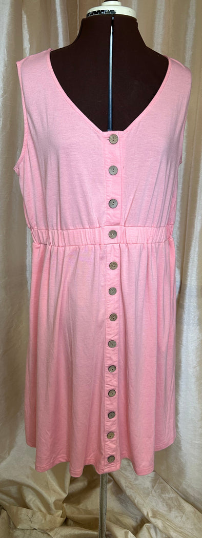 Ladies Sleeveless V-Neck Dress, Peach, XL