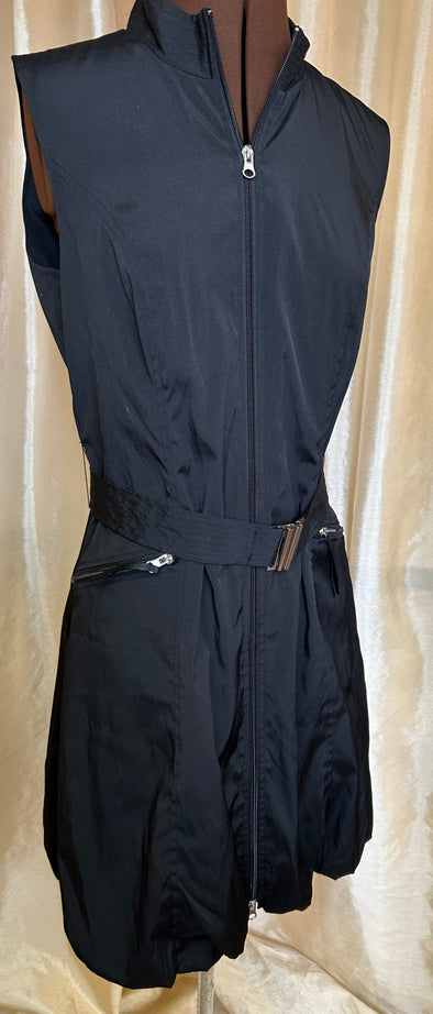 Zip Front Balloon Bottom Dress Black, 8P