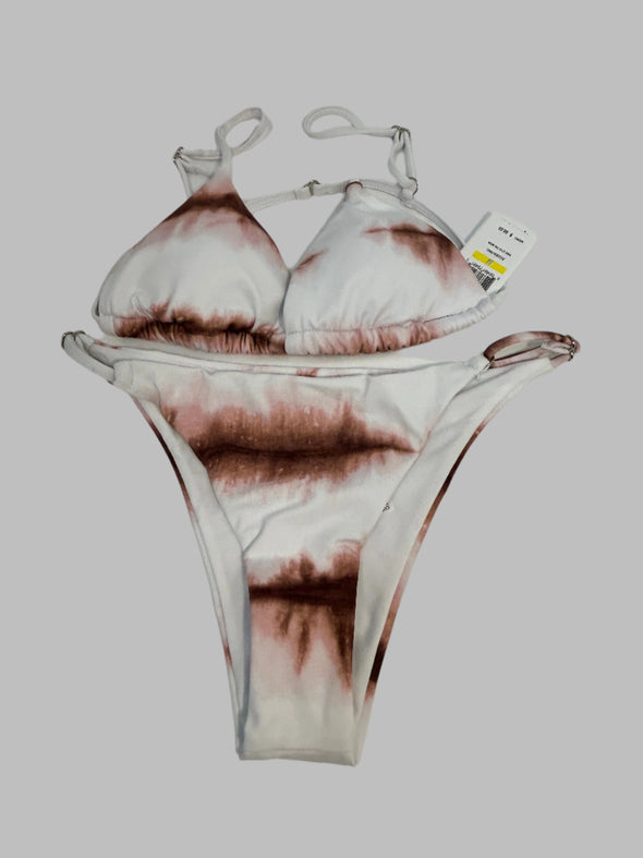 2-Piece Bikini, Pink/White, Size Medium, NEW