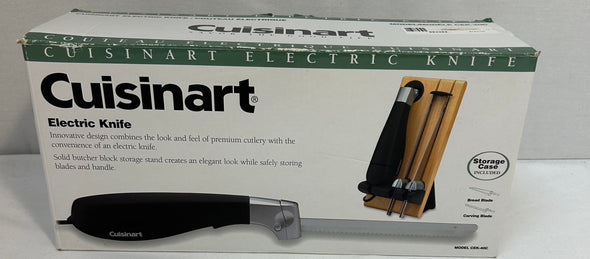Electric Knife, Black, With Two 11” Stainless Steel Blades, & Butcher Block Storage Stand, Easy to Clean. New in Original Packaging