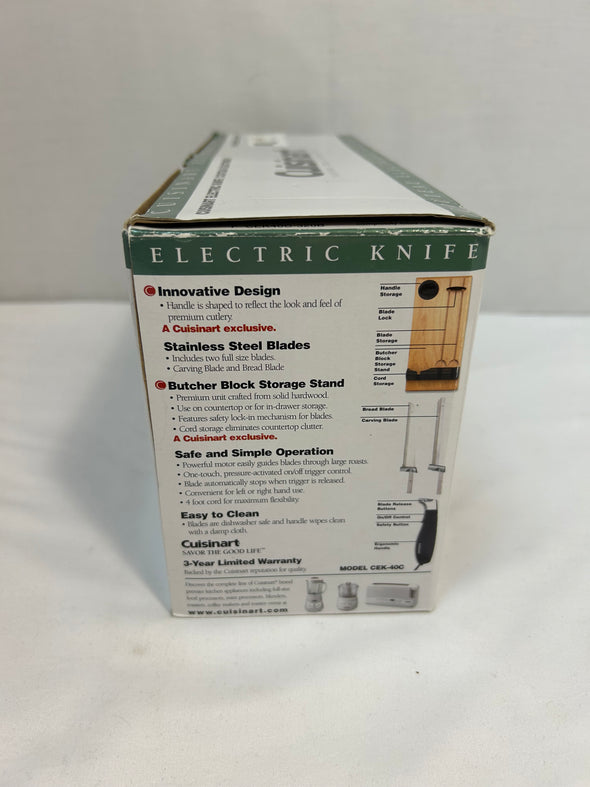 Electric Knife, Black, With Two 11” Stainless Steel Blades, & Butcher Block Storage Stand, Easy to Clean. New in Original Packaging