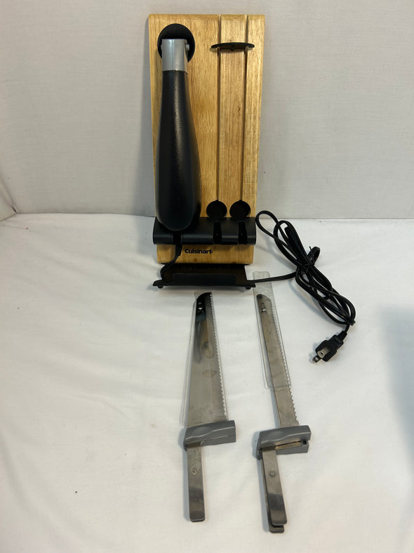 Electric Knife, Black, With Two 11” Stainless Steel Blades, & Butcher Block Storage Stand, Easy to Clean. New in Original Packaging