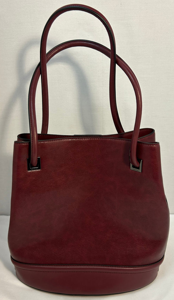 Ladies Designer Brand Handbag, Wine, 13” x 12”, NEW