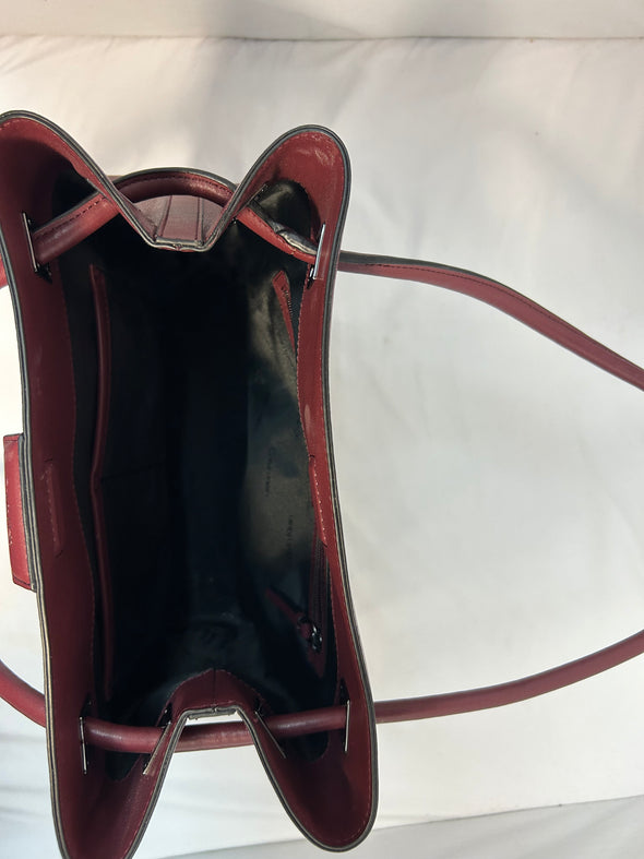 Ladies Designer Brand Handbag, Wine, 13” x 12”, NEW
