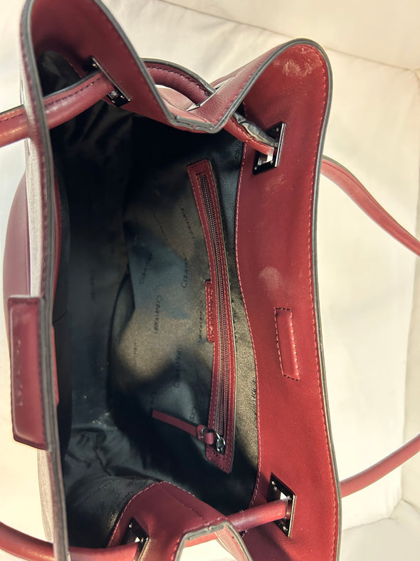 Ladies Designer Brand Handbag, Wine, 13” x 12”, NEW