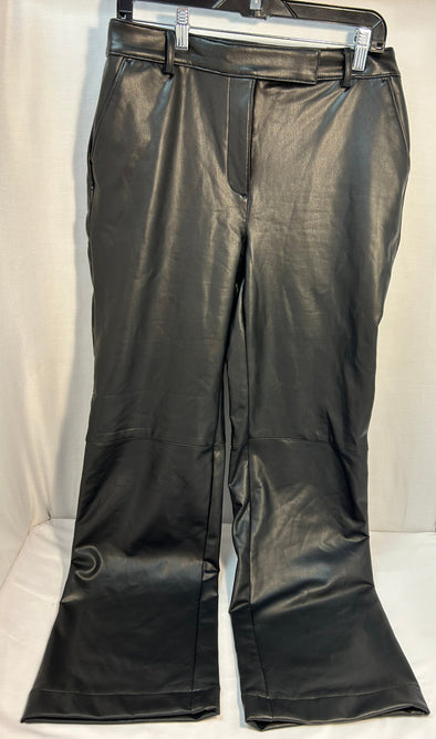 Ladies Pleather Trousers, Black, Size 10, Zip/Snap Front, Belt Loops, NEW