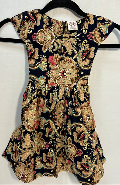 Girl's Sleeveless Dress, Black Print, Size 6