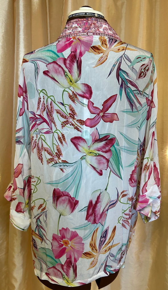 Open Front Lightweight Jacket, Print, Medium, NEW