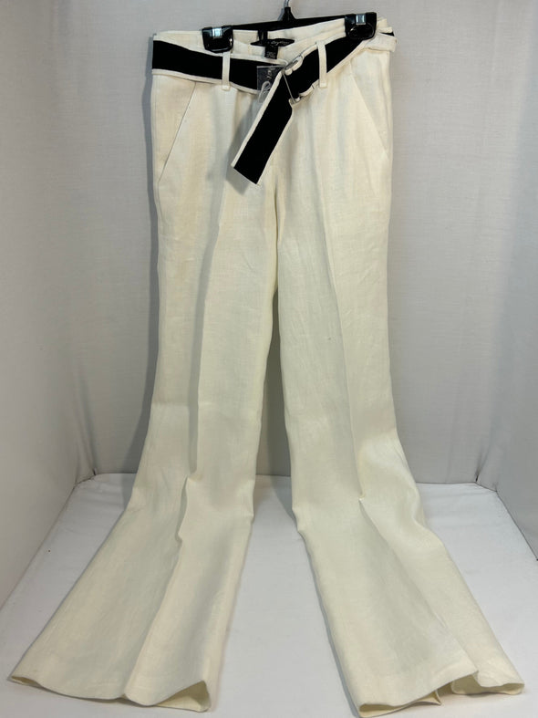Ladies Lined Belted Trousers, Off White, Size Small, (30) NEW