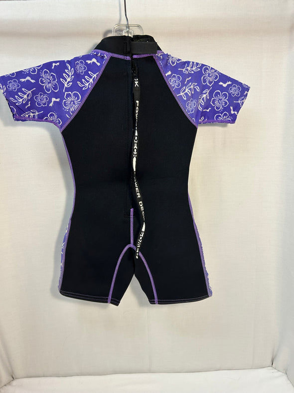 Child’s Short Sleeve Wet Suit, Blue/Black, Size 4, Zipper Front, Lycra and Neoprene, NEW