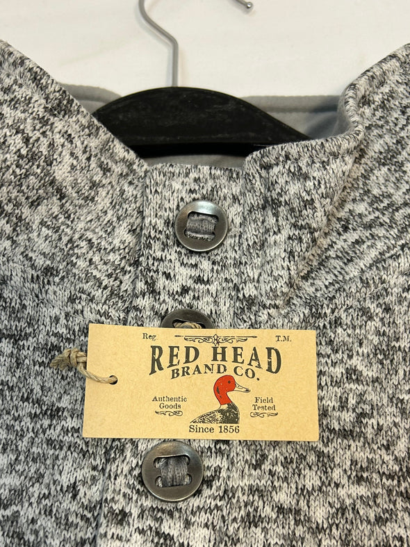 Men's Long Sleeve Henley Top, Grey Heather, Large, NEW
