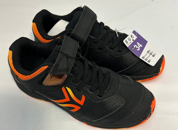 Youth Running Shoes, Black/Orange, Size 2.5, NEW