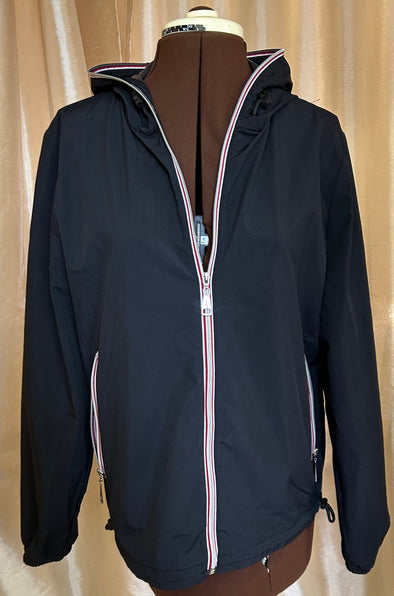 Water/Wind Resistant Hooded Jacket, Black, Medium,