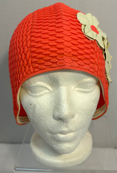 Floral Swim Cap, Coral, One Size, NEW