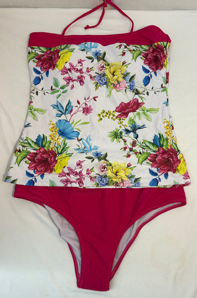 Tankini Bathing Suit, Pink Floral, Size Large, NEW