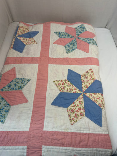 Handmade Quilt Multi Colour Pink, 75" x 85"