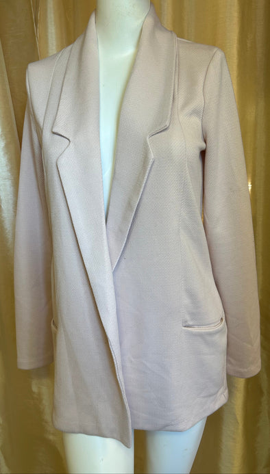 Ladies Blazer, Pockets, Pink, Small, Polyester/Spandex