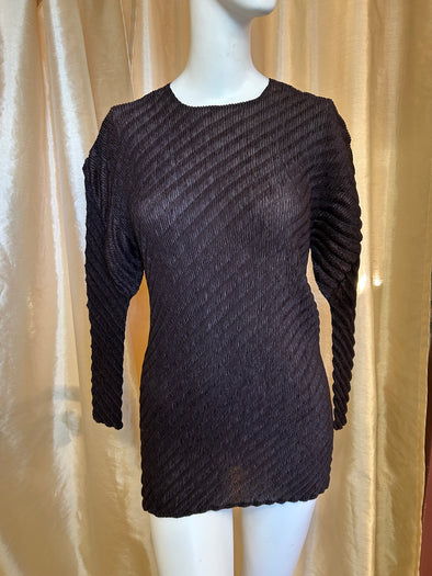 Ladies Pleated Tunic Top, Brown, Small/Medium, Polyester