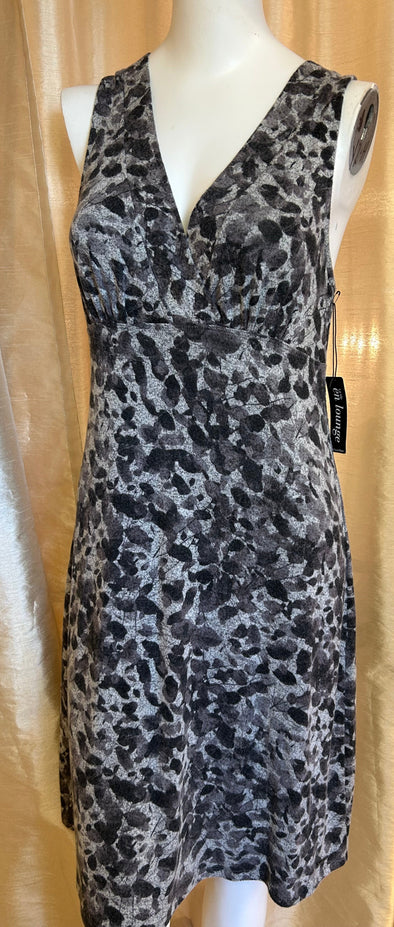 Sleeveless Lounge Dress, Grey Print, Large