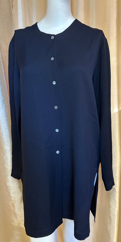 Ladies Long Sleeve Silk Tunic Dress, Navy, Medium