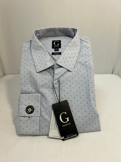 Long Sleeve Men’s Dress Shirt, Blue, Slim Fit, 17/17.5, Cotton Blend