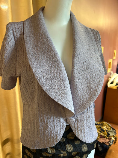 Short Sleeve Crop Jacket, 1 Button Closure, size Medium