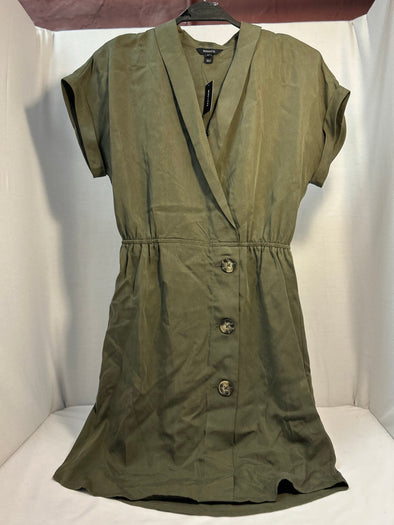 Short Sleeve V-Neck Dress, Sage, XS, New