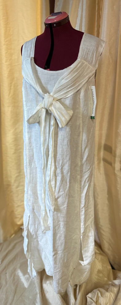 Sleeveless Maxi Sun Dress, White, 10, Linen