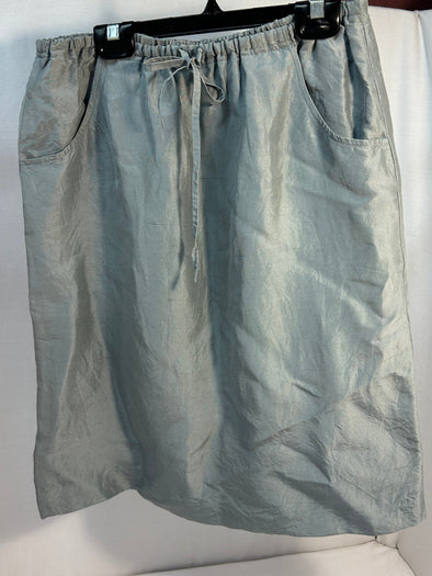 Ladies Drawstring Waist Skirt, Grey, Size 6, NEW