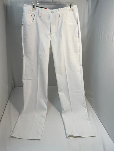 Men's Activity Pants, White, 30/32, Zip Front, Belt Loops, NEW