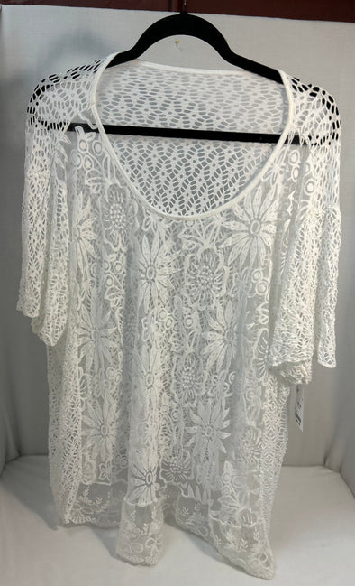 Ladies Lace Cover-Up, White, One Size, NEW