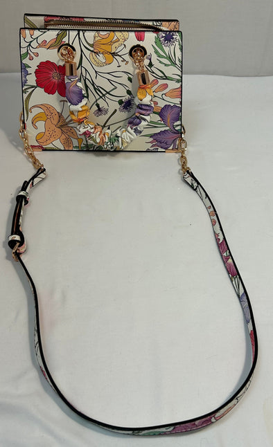 Ladies Floral Cross Body Handbag, 51" Drop, 9" x 7"